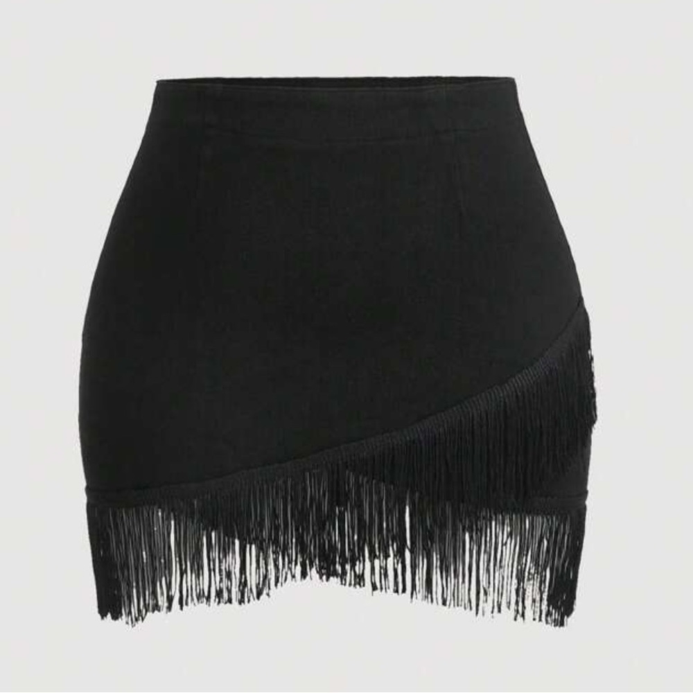 NWT Fringe Denim Skirt